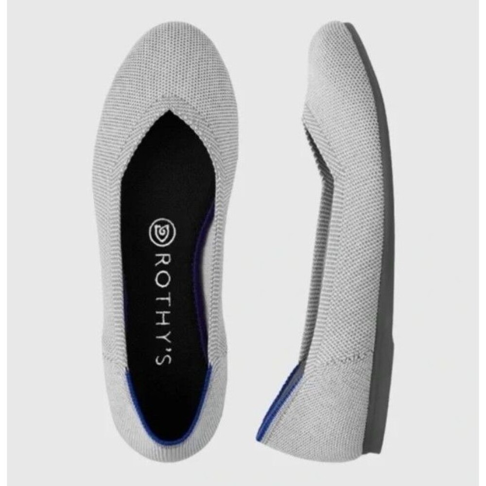 NIB Rothys The Daily Round Toe Flat RARE RETIRED COLOR-Size 7-Flax Birdseye Grey - Picture 2 of 11